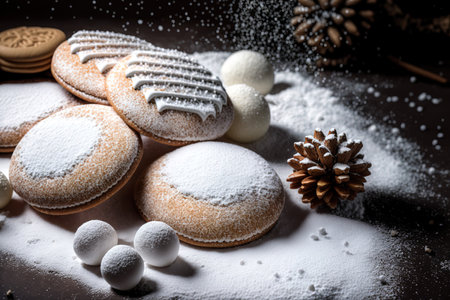 Christmas cookies with a sugar coating that levitateの素材