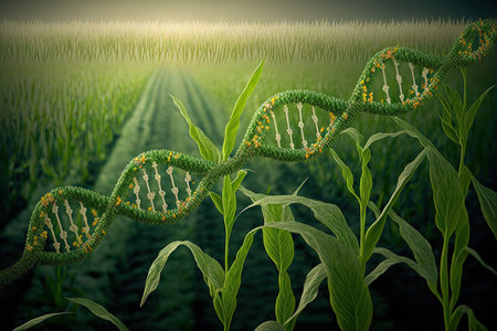 Chromosome DNA and genetic studies on plants keep track of data in the fieldsの素材