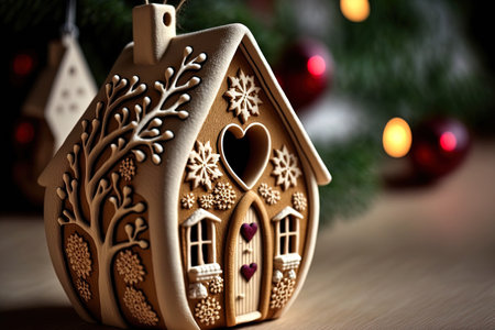 Christmas themed ornaments typical holiday characteristics wooden residencesの素材