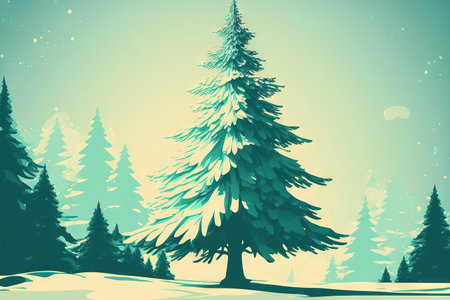 Christmas tree background in a cold colorの素材