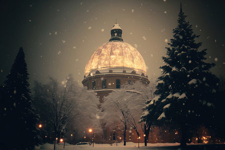 City dome covered with winter snowの素材