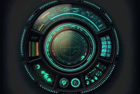 Circle components on a high tech, futuristic hud displayの素材