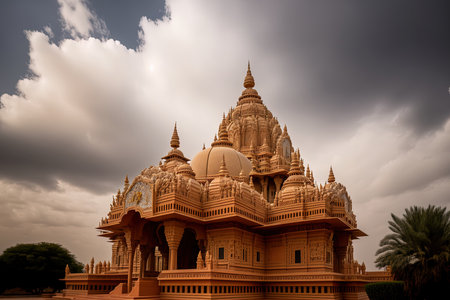 Cloudy day at the Vrindavan Prem Mandir in Mathuraの素材