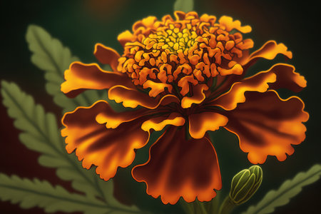Close up macro image of a tagetes patula, the French marigoldの素材