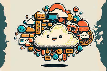 Cloud computing has a rasterized white backdropの素材