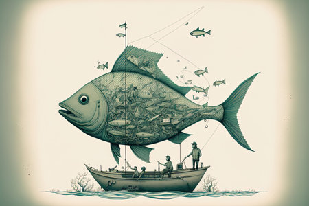 Conceptual drawing of fishingの素材