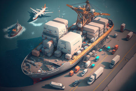 Concepts for company logistics, imports, and exportsの素材