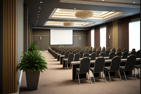 Congress room is ready for indoor business conferenceの素材