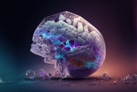 Crystal Brain on Science Background Informationの素材