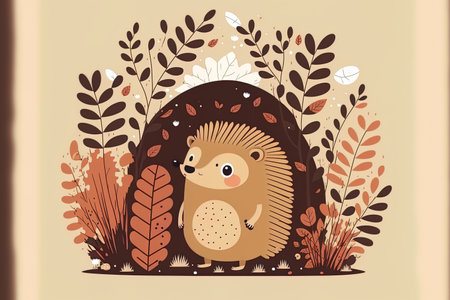 Cute hedgehog in a contemporary flat design.の素材