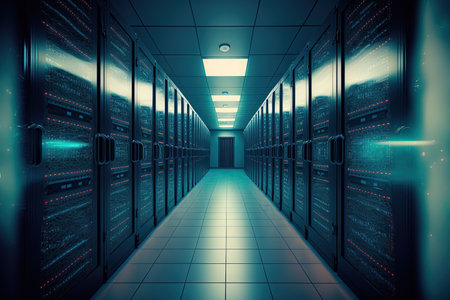 Data center, server room. Big Data Retention. technologies used in cloud computingの素材