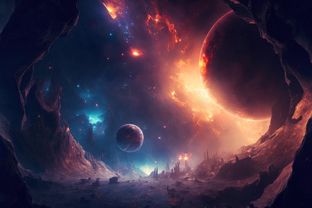 Deep space. Awesome science fiction render.の素材