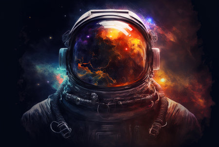 Deep space reflects on astronaut helmetの素材