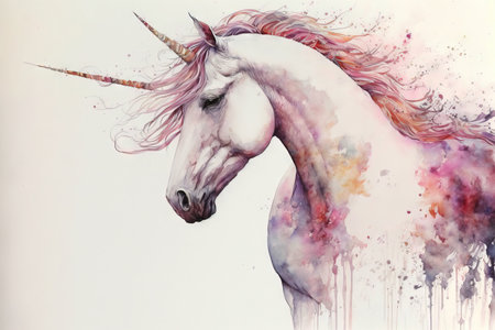 Drawing of a unicorn in watercolorの素材
