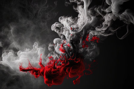 Dramatic red background with a black and white smoke effectの素材