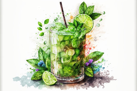 Drinking a mojito at the barの素材
