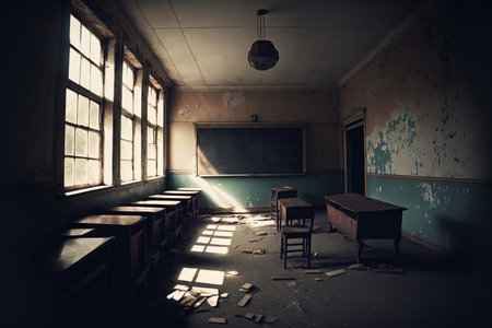 Interior of empty classroomの素材