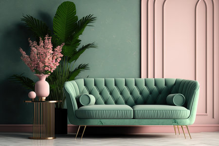 living room or reception area interior design with a vintage wall backdrop,の素材