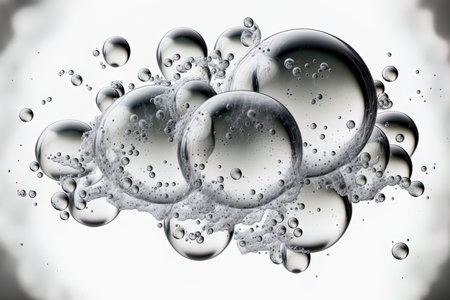 bubbles made of water and air on a white backgroundの素材