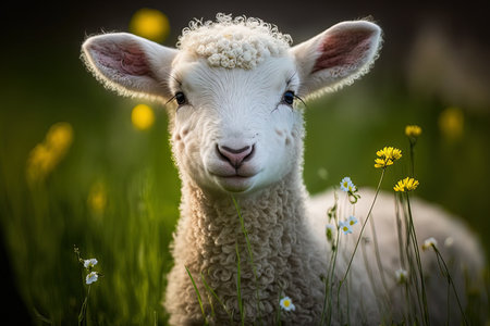 close up of an adorable newborn lambの素材