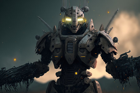 Robot with armor from an alien post apocalypse. Illustrationの素材