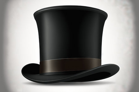 Illustration of a top hat in black on a white backdropの素材