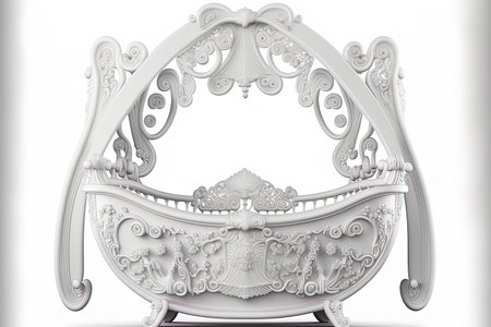 Realistic white cradle with decorative accents in top view, isolatedの素材