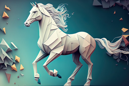 illustrative cartoon white horseの素材