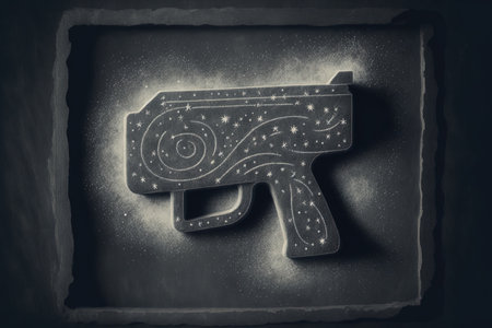 handmade chalk gun symbol, vintage style, chalk, or chalkboard textureの素材