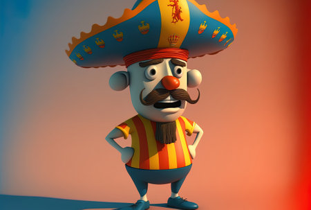 soccer mascot wearing a spanish hatの素材