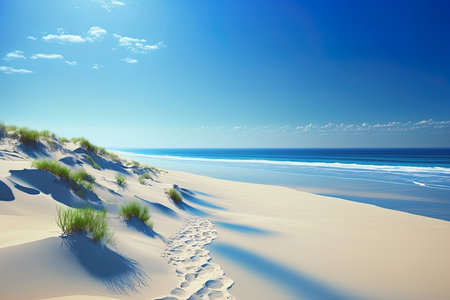 breathtaking view of a gorgeous beach under a clear skyの素材