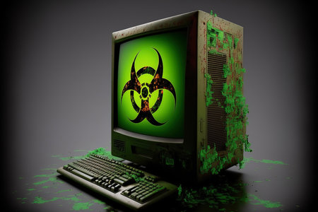 on screen virus alert a modern cyber threat has been foundの素材