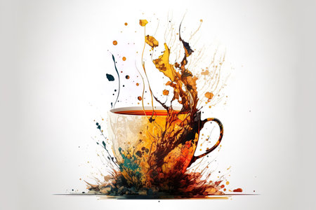 Isolated white background with a cup of teaの素材