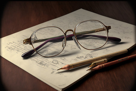 World Teachers Day is marked with eyeglasses and a penの素材
