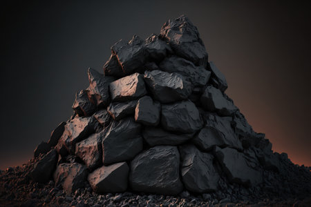 View of a pile of black coal up close. mineral resourcesの素材