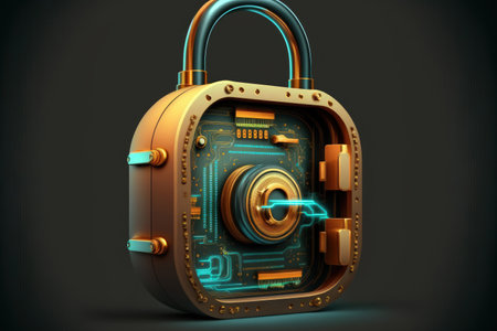 Hud Concept for Technology Security Protection Padlockの素材