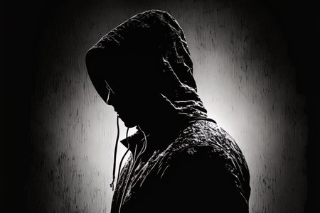 man in hoodie silhouette media mixの素材