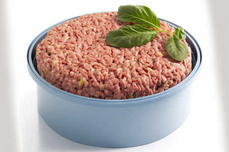 solitary minced meat on a white backgroundの素材