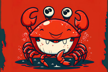 cartoon animal style drawing of an adorable crab as a symbolの素材