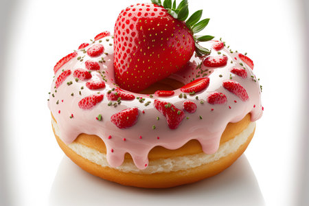 Isolated Strawberry Donut on White Backgroundの素材