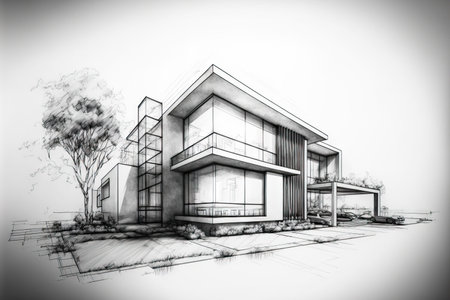 architectural sketch of a houseの素材