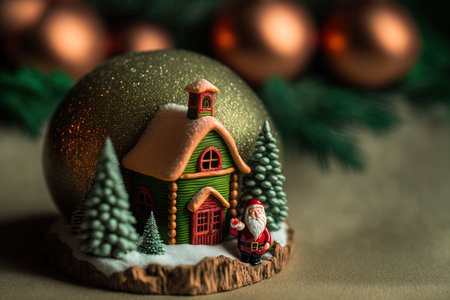 Santa, a caramel colored home, and a green background holidays and the new yearの素材