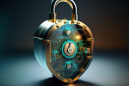 lock security data technology protection concept illustration 3d renderingの素材