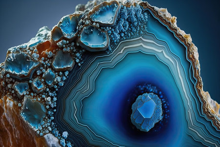Smooth as glass agate exterior. Mineral fragments. The blue stone is gorgeous in its textureの素材