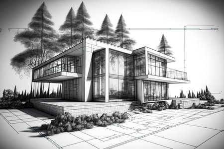 architectural drawing of a homeの素材