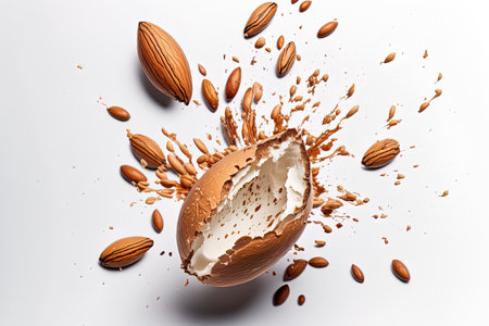Isolated almond on a white backdropの素材