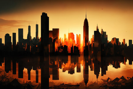 Sunrise on the landscape of New Yorkの素材