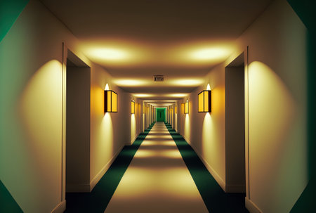 Interior decoration of a lit corridorの素材