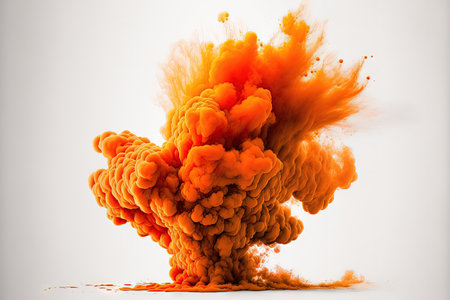 Photo for Smoke bomb in bright orange against a white background - Royalty Free Image