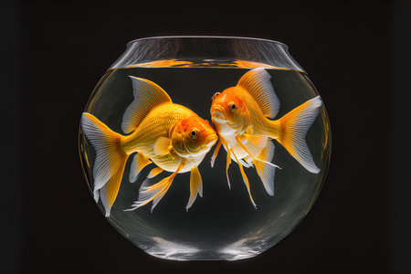 There is a space between two goldfish. taken using a 5D Mark III in a studioの素材